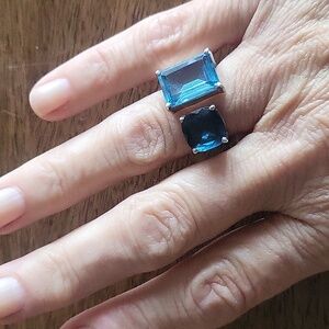 Double Topaz Sterling Cocktail Ring